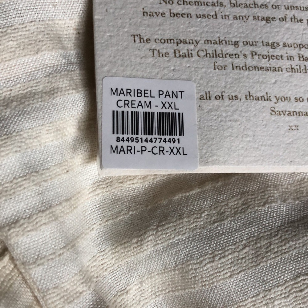 Savannah Morrow The Label Pants Maribel Cream Cargo Organic Cotton Hemp Bamboo — image 8 of 8